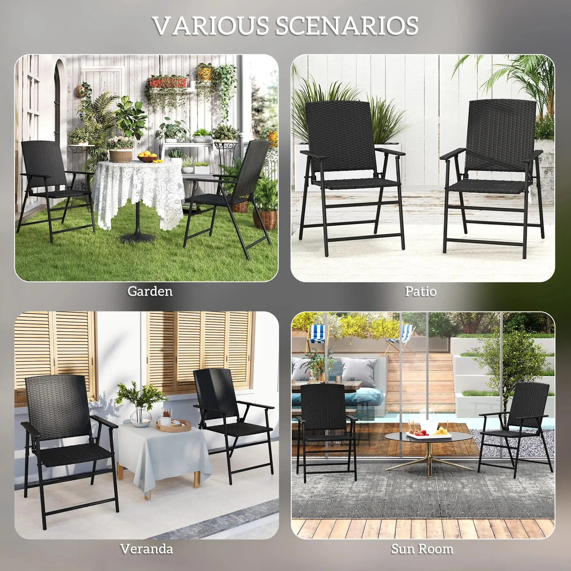 - Set Seat Folding Of Black Outsunny Rattan Trusted Chairs Student discount Two