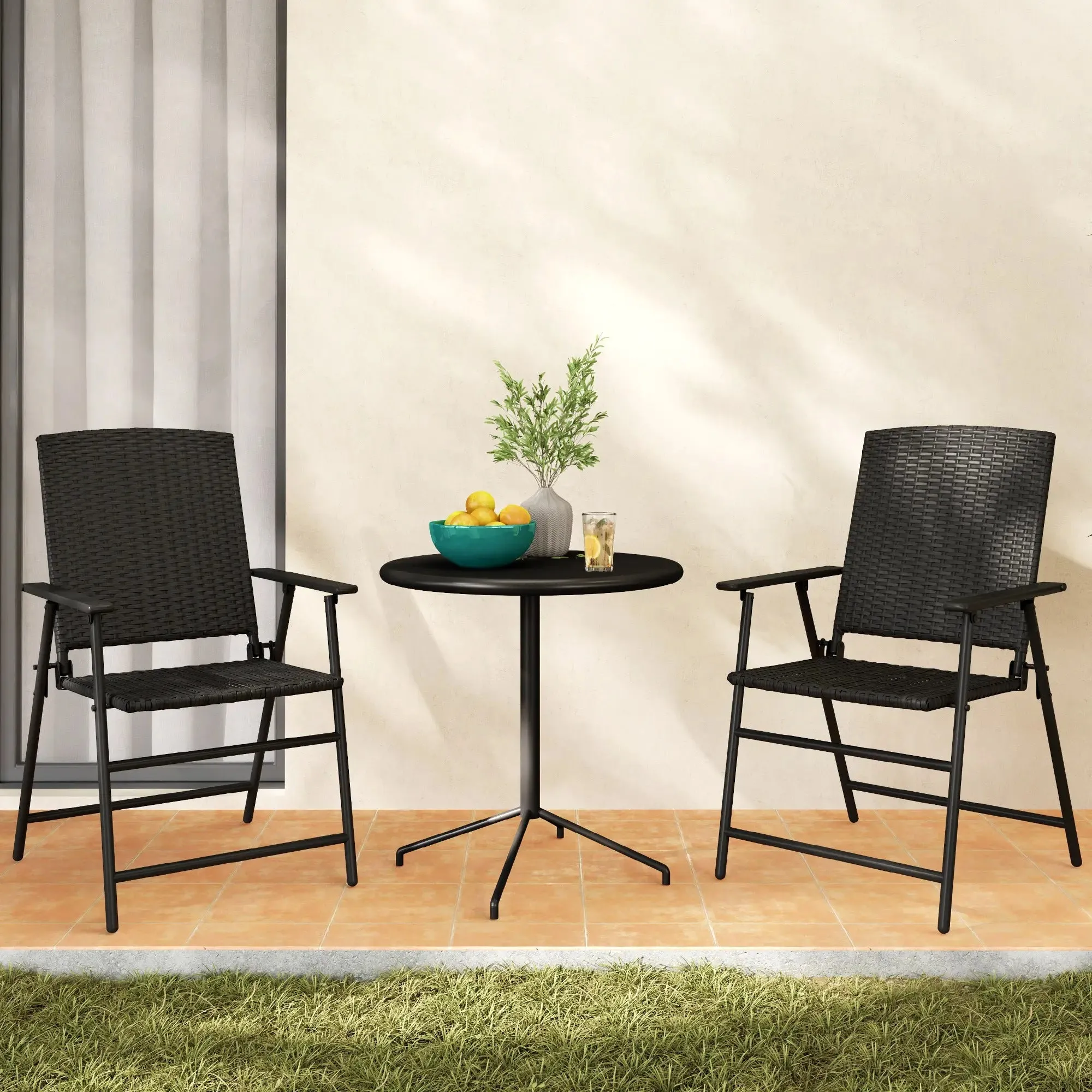 - Set Seat Folding Of Black Outsunny Rattan Trusted Chairs Student discount Two