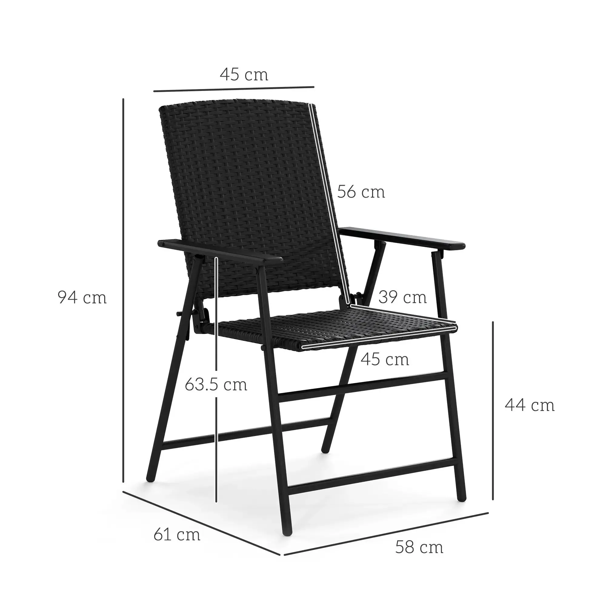 - Set Seat Folding Of Black Outsunny Rattan Trusted Chairs Student discount Two