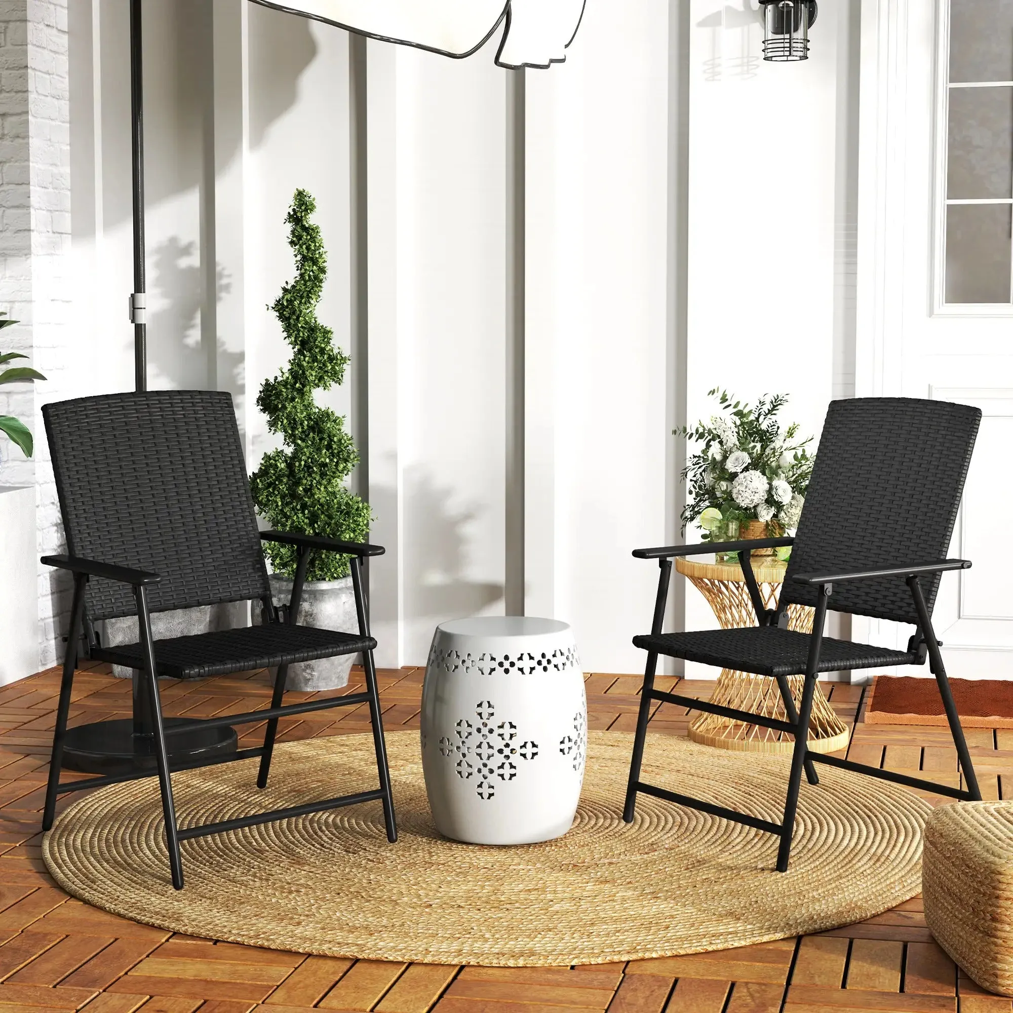 - Set Seat Folding Of Black Outsunny Rattan Trusted Chairs Student discount Two