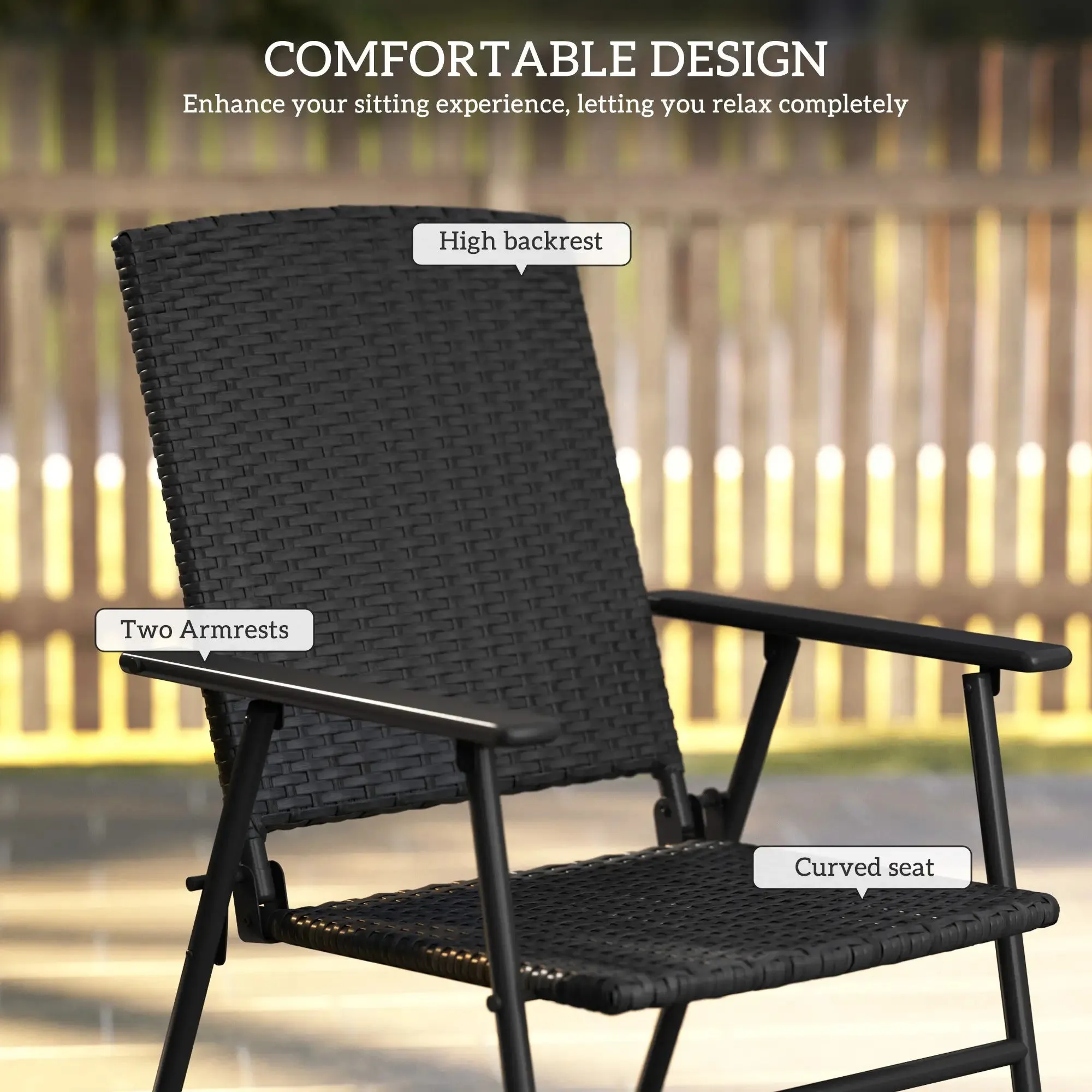 - Set Seat Folding Of Black Outsunny Rattan Trusted Chairs Student discount Two