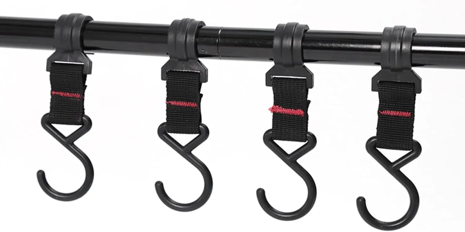 1 Pc Camping Hanging Rack, Cookware Hanging Rack, Sutekus Cookware Hanging Rack Collapsible Multifunction Camping Stand Outdoor Tools Hanging Organizer with Hooks (Black)