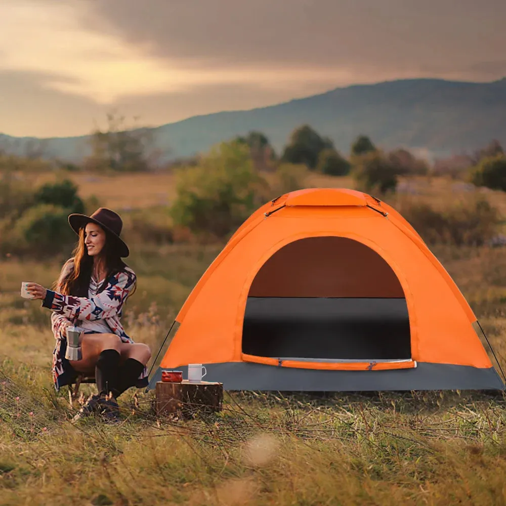 1-Person Waterproof Camping Dome Tent Automatic Pop Up Quick Shelter Orange