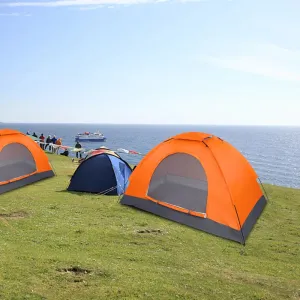 1-Person Waterproof Camping Dome Tent Automatic Pop Up Quick Shelter Orange