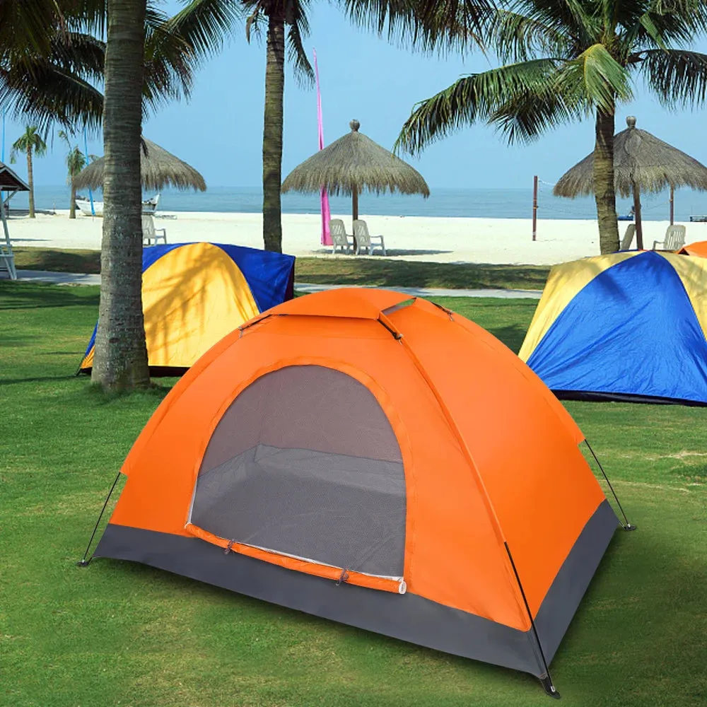 1-Person Waterproof Camping Dome Tent Automatic Pop Up Quick Shelter Orange