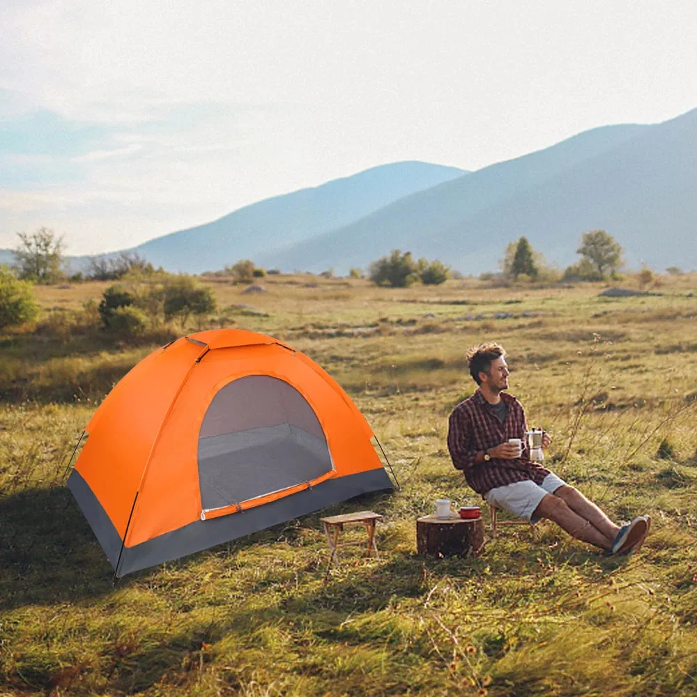 1-Person Waterproof Camping Dome Tent Automatic Pop Up Quick Shelter Orange