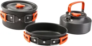 1 Set Camping Cookware Durable Outdoor Cooking Kit with Collapsible Handle Lightweight and Portable Cookware for Hiking Picnic and Travel Activities