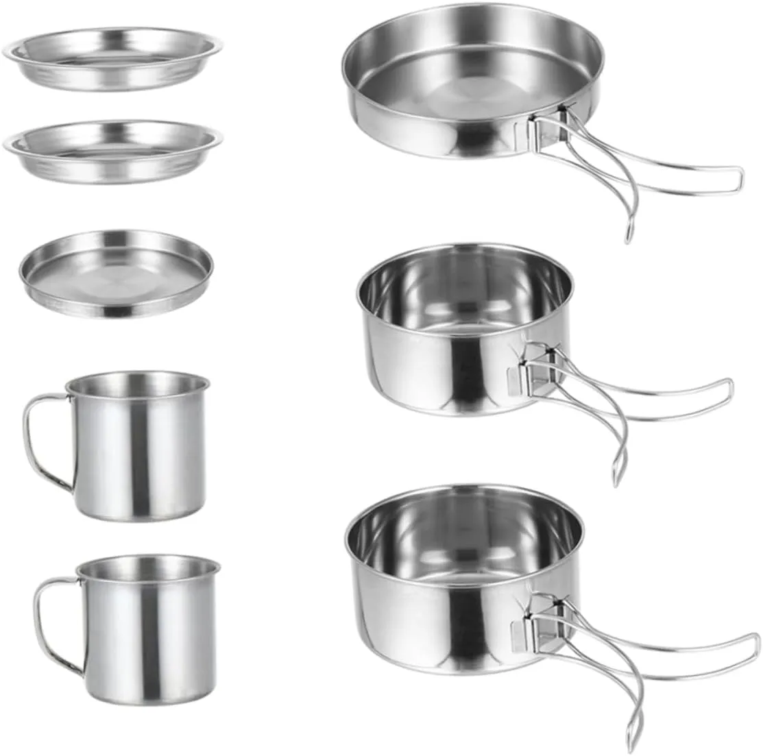 1 Set Camping Pot Backpacking Stove Bowl Tins Portable Tent Pots Kettles Camping Cooking Essentials Kitchen Collapsible Inflatable Grill Picnic Saucepan Pans Stainless Steel Silver