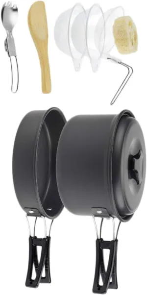 1 Set Camping Utensils Stove Camping Accessories Camper Camping Cookware Camping Kettle Camping Mat Mess Teapot Pots Supplies Collapsible Kettle Camping Kettles Water Cup Black