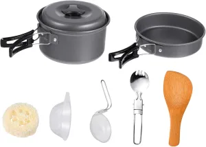 1 Set Lightweight Outdoor Camping Cookware Durable Non Stick Cooking Gear for People for Hiking Picnics and Backpacking Adventures