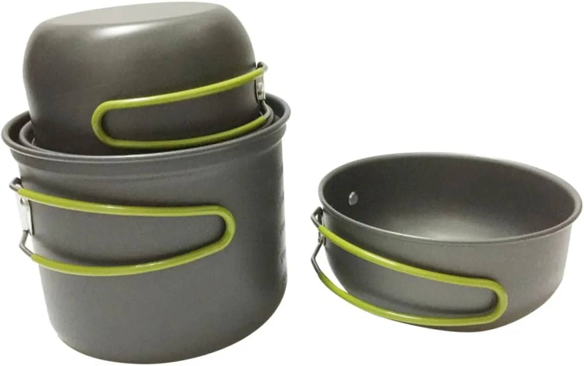 1 Set Lightweight Outdoor Cookware Durable Aluminum Alloy Cooking Utensils for Camping and Backpacking for People Collapsible Handle with Silicone Cover