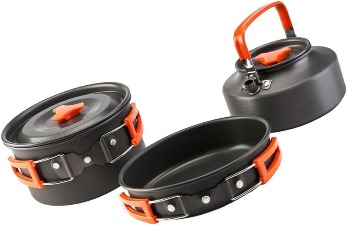 1 Set Outdoor Cookware Lightweight Aluminium Alloy Cooking Pot Kettle for Camping Hiking Picnics for People