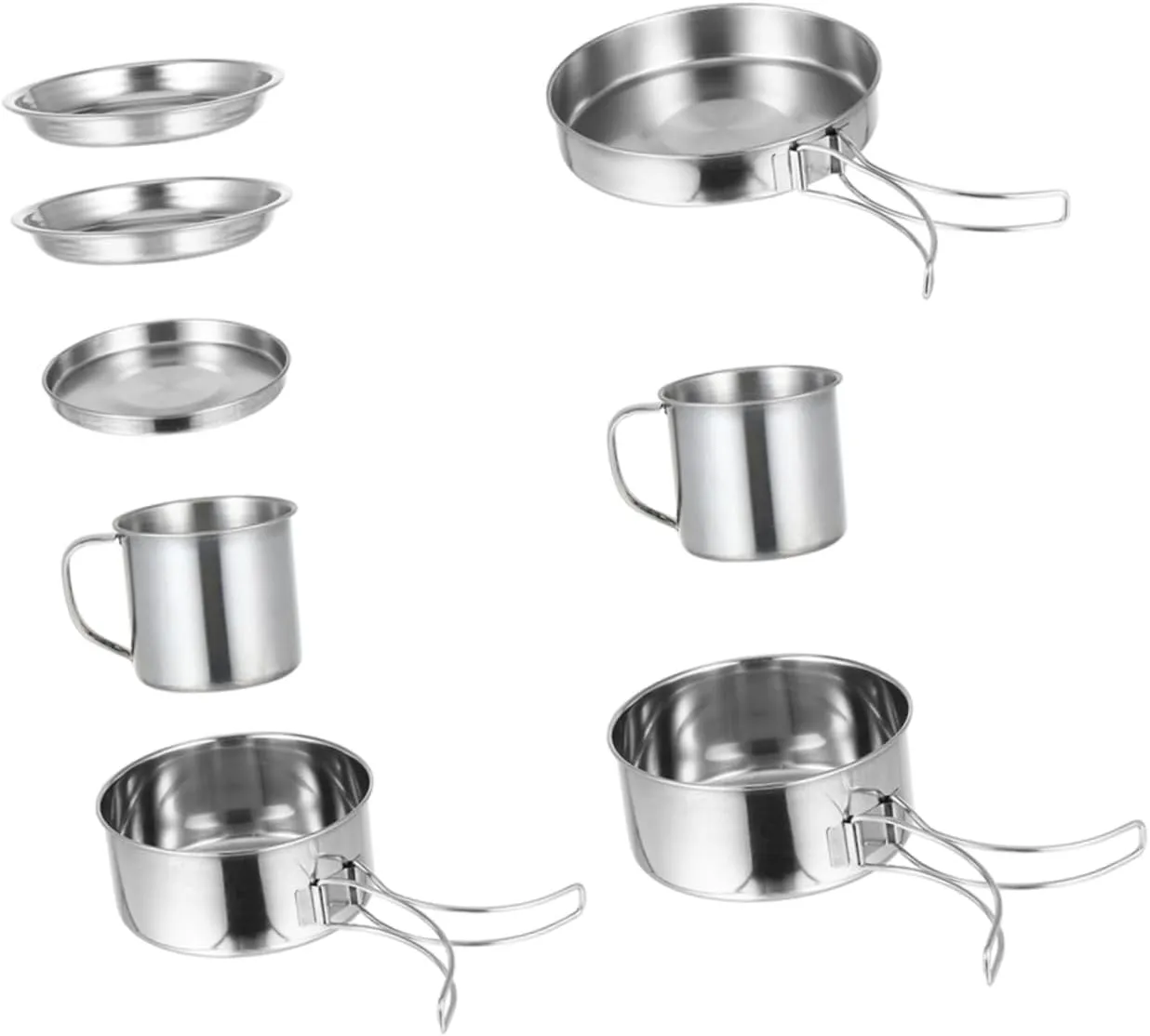 1 Set Stainless Steel Pot Set Cooking Kit Essentials Camping Cook Pot Portable Camping Kettle Titanium Picnic Outdoor Collapsible Cookware Camping Pot Hiking Pot Silver