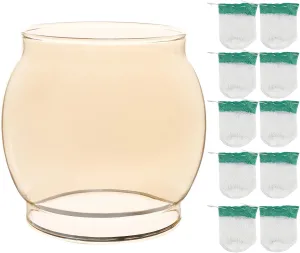 10-Pack Lantern Mantles & Amber Glass Globe Replacement, Compatible with Coleman 200a 242 249, Fits R690B051