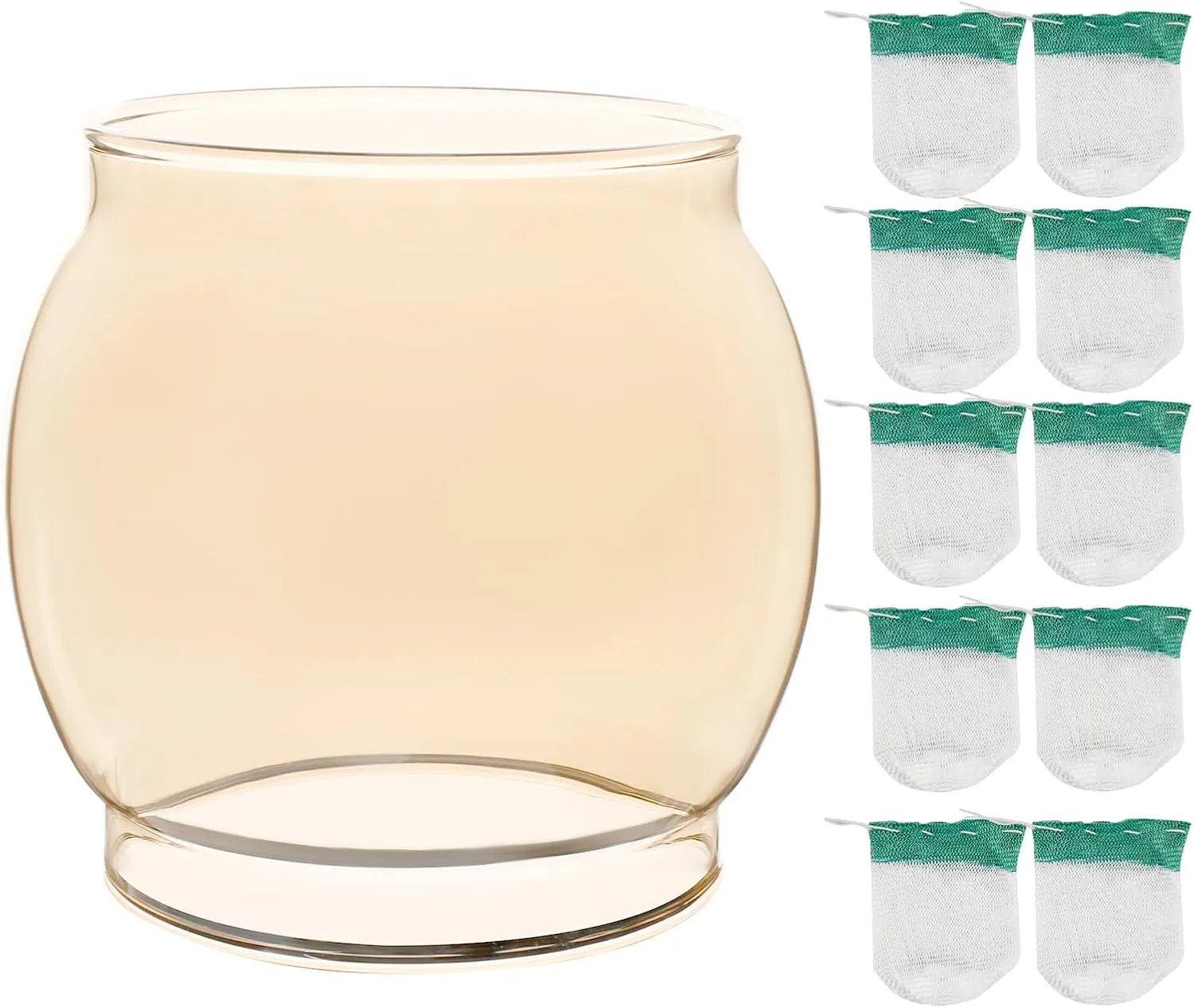 10-Pack Lantern Mantles & Amber Glass Globe Replacement, Compatible with Coleman 200a 242 249, Fits R690B051