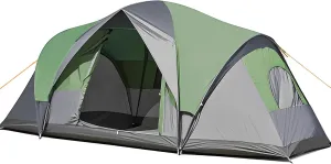 10 Person Camping Tent – Waterproof 2 Room Family Tent with Divider, Mesh Windows, Double Layer Cabin Tent for Outdoor Events, Festival, Movie Nights