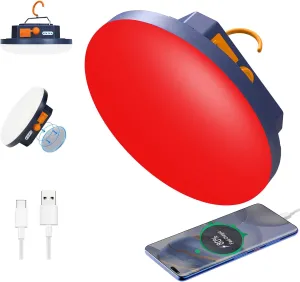 10000mAh Rechargeable Red Light Camping Light Insect Not Attract 4000LM Work Light White/Red/Pink/SOS Brightness Stepless Dimming, IP45 Waterproof Tent Light Power Failure