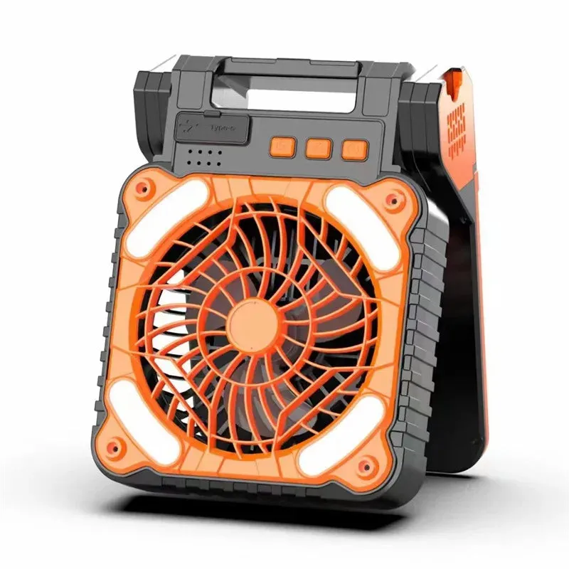 10000mAh Solar Powered Portable Camping LED Lantern With Fan - 4 Speeds Powerful Wind, Rechargeable Battery Operated, 90° Folding