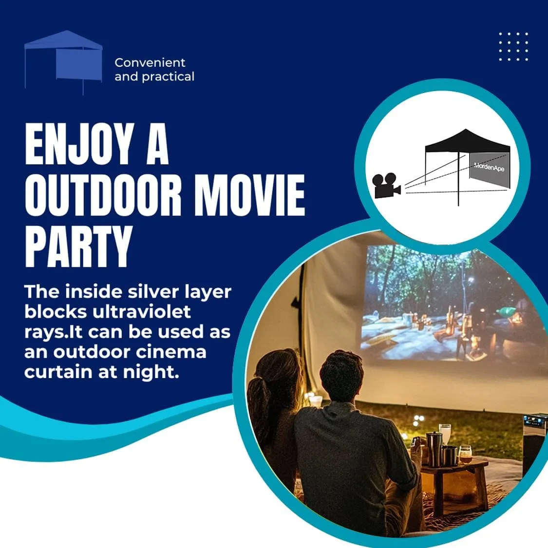 10x10 Pop Up Canopy Tent Sidewalls - Straight Leg Compatible, 300D Waterproof Polyester with 99% UV Protection, 3 Piece Royal Blue Wall Set