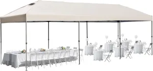 10x30 Pop Up Canopy with Sidewalls, Outdoor Party Tent with Wheeled Bag, Patio Canopy Tent for Patio Wedding Backyard (Khaki)