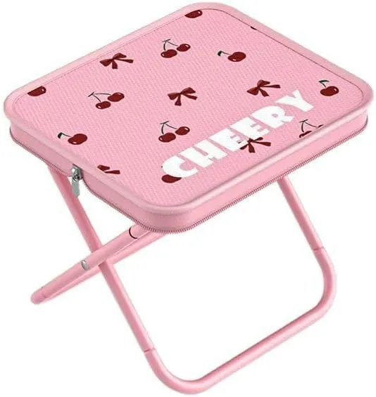 11 in Mini Folding Stool, Pink Small Portable Folding Chair, Small Camping Stool Mortable Stool Can Hold Up to 240 Lbs, for Travel, Picnic, Hiking, Fishing