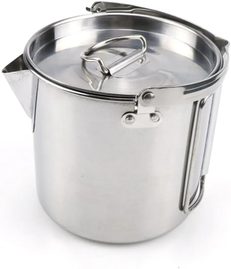1.2l Collapsible Stainless Steel Kettle Boil Water Pot for Camping Outdoor Cooking Tea Kettle Easy to Carry