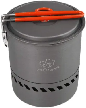 1.5L Camping Heat Exchanger Pot Outdoor Portable Cookware Picnic Quick Heating Kettle Folding Handle Pot 1-2 Person
