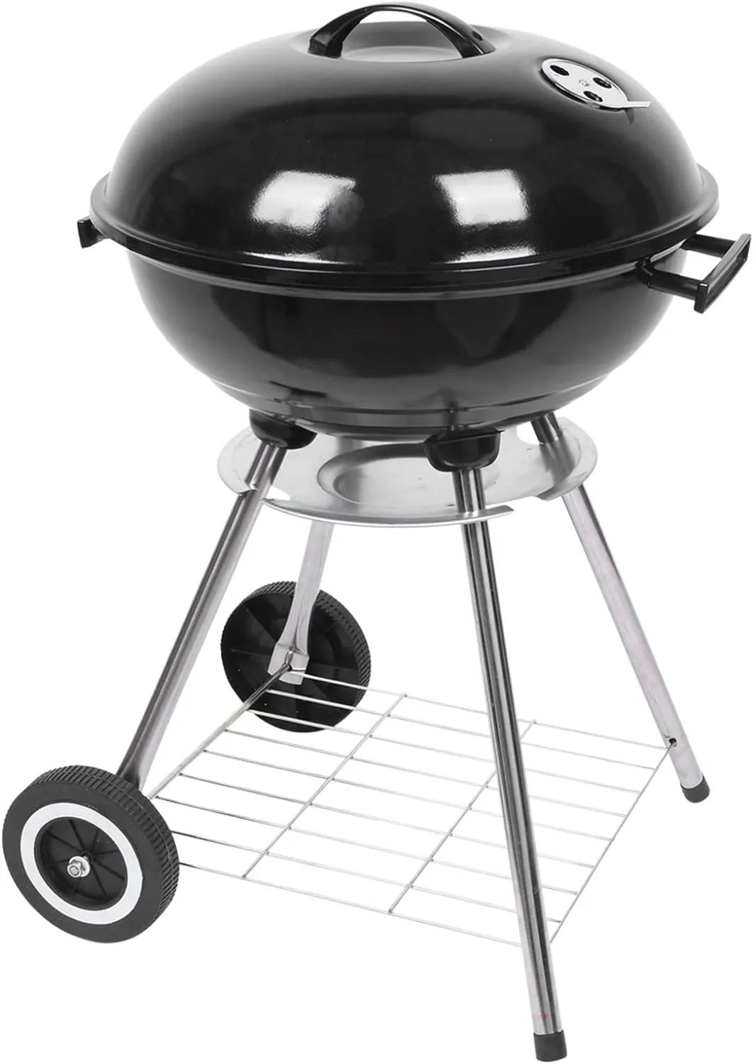 18" Portable Charcoal Grill - Heavy Duty Enamel Coated BBQ with Ash Vent & Wheels for Camping, Tailgating, Backyard​