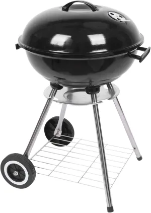 18" Portable Charcoal Grill - Heavy Duty Enamel Coated BBQ with Ash Vent & Wheels for Camping, Tailgating, Backyard​