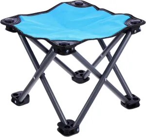 1pc Folding Chair Picnic Lounge Sit Outdoor Chairs Camp Inflatable Folding Fishing Stool Chaise Portable Chairs Outdoor Fishing Seat Beach Canopy Outside Cooler Foldable Metal Blue