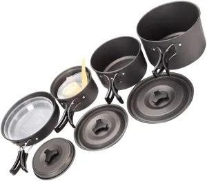1set Camping Cookware Portable Oxide Cooking Pot for Outdoor Use Handle for Easy Storage Non-deformable for Camping Backpacking and Picnics for People