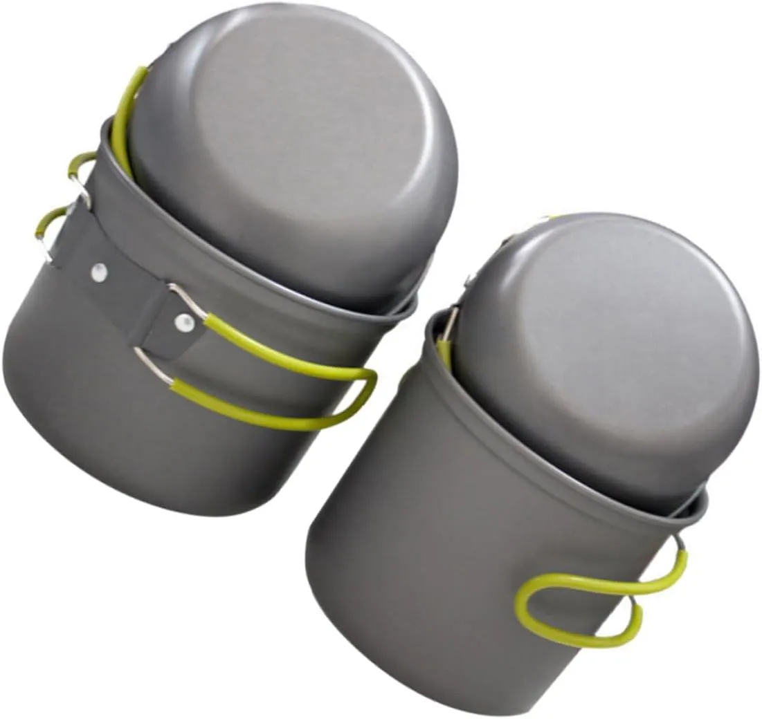 1Set Handle Pot for Outdoor Cooking Multi Purpose Camping Cookware with Insulated Handles for Hiking and Picnics Lightweight and Durable Cookset