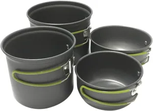 1Set Outdoor Camping Cookware Portable Cooking Utensils with Collapsible Handle Lightweight Alloy Kitchenware for Hiking Backpacking and Picnics