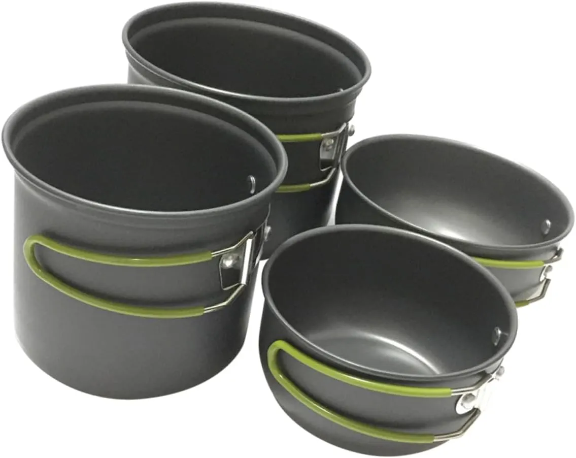 1Set Outdoor Cooking Aluminium Alloy Camping Cookware Kit and Utensils for Hiking Picnic and Bbq Lightweight and