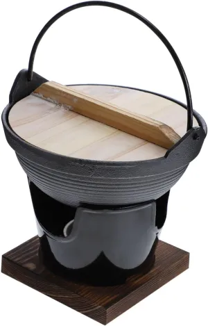 1Set Outdoor Hanging Pot Japanese Cast Sukiyaki Pot with Base for Camping Hiking and Picnics Non Stick High Temperature Tolerance