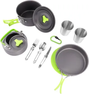 1Set Portable Camping Cookware for People Non Stick Cooking Utensils with Food Grade Chopping Board for Outdoor Cooking Hiking Backpacking and Picnics
