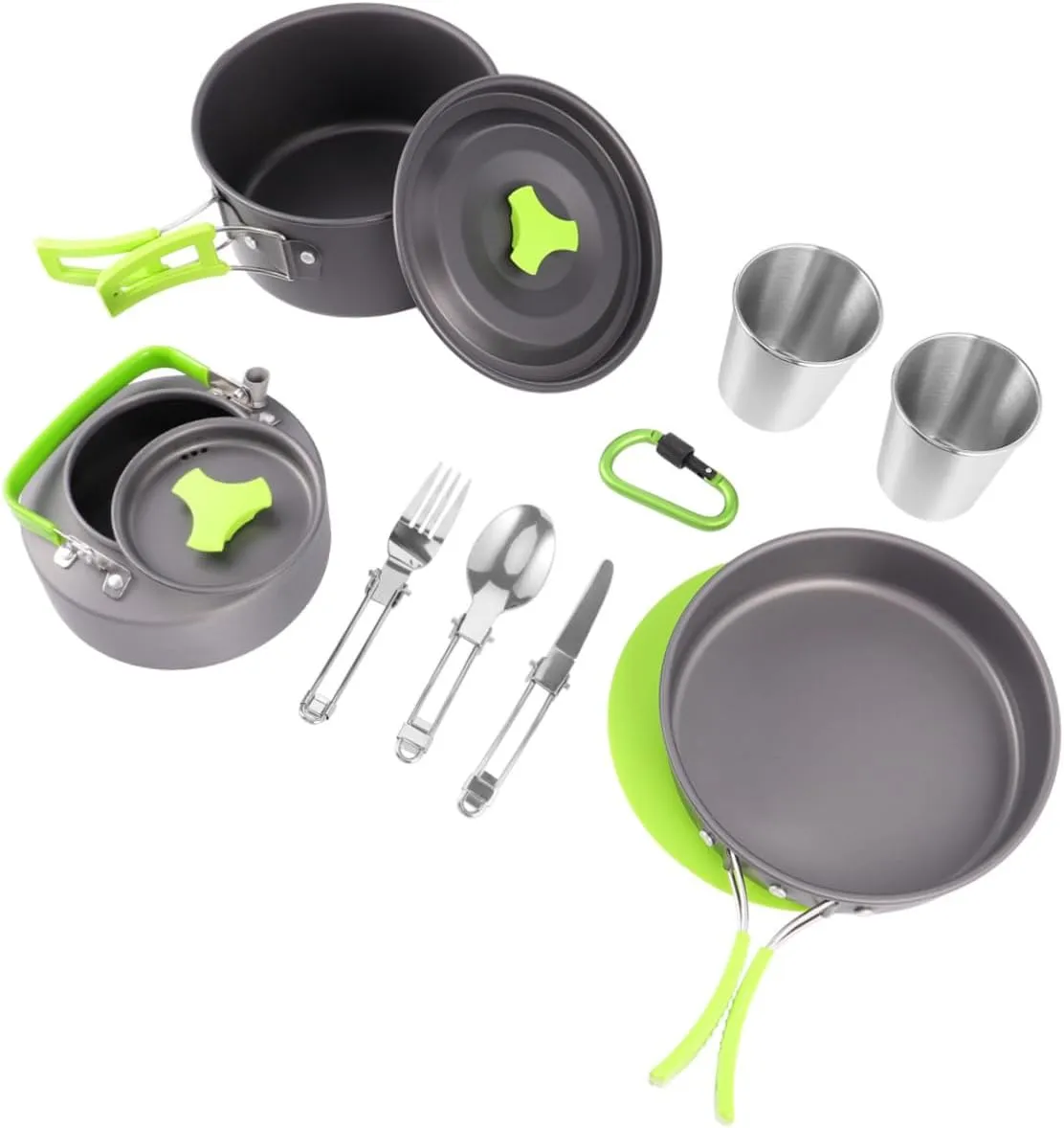 1Set Portable Camping Cookware for People Non Stick Cooking Utensils with Food Grade Chopping Board for Outdoor Cooking Hiking Backpacking and Picnics