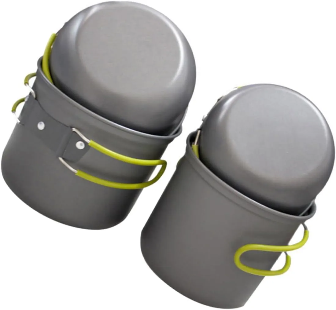 1Set Portable Outdoor Camping Cookware Multi Purpose Cooking Pot with Insulation Lid Lightweight for Hiking Picnics and