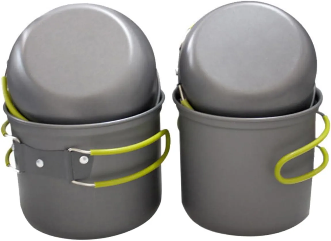 2-3 Person Camping Cookware Set Aluminum Oxide Picnic Pot Cooking Utensils Outdoor Cooking Pan Set for Hiking