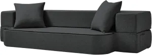 2-in-1 Folding Sofa Bed with 2 Pillows - Folding Chair Floor Couch & Sleeping Mattress - Washable Cover & Memory Foam Sleeper Chair for Living Room/Guest Room/Apartment/Loft, Dark Gray, Twin XL