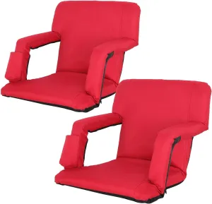2 Pack Stadium Seats for Bleachers w/Back Support Padded Cushions 20.5"/25" Wide Comfortable Bleacher Chairs, Portable & Reclining Design - Ideal for Camping, Stadium Events