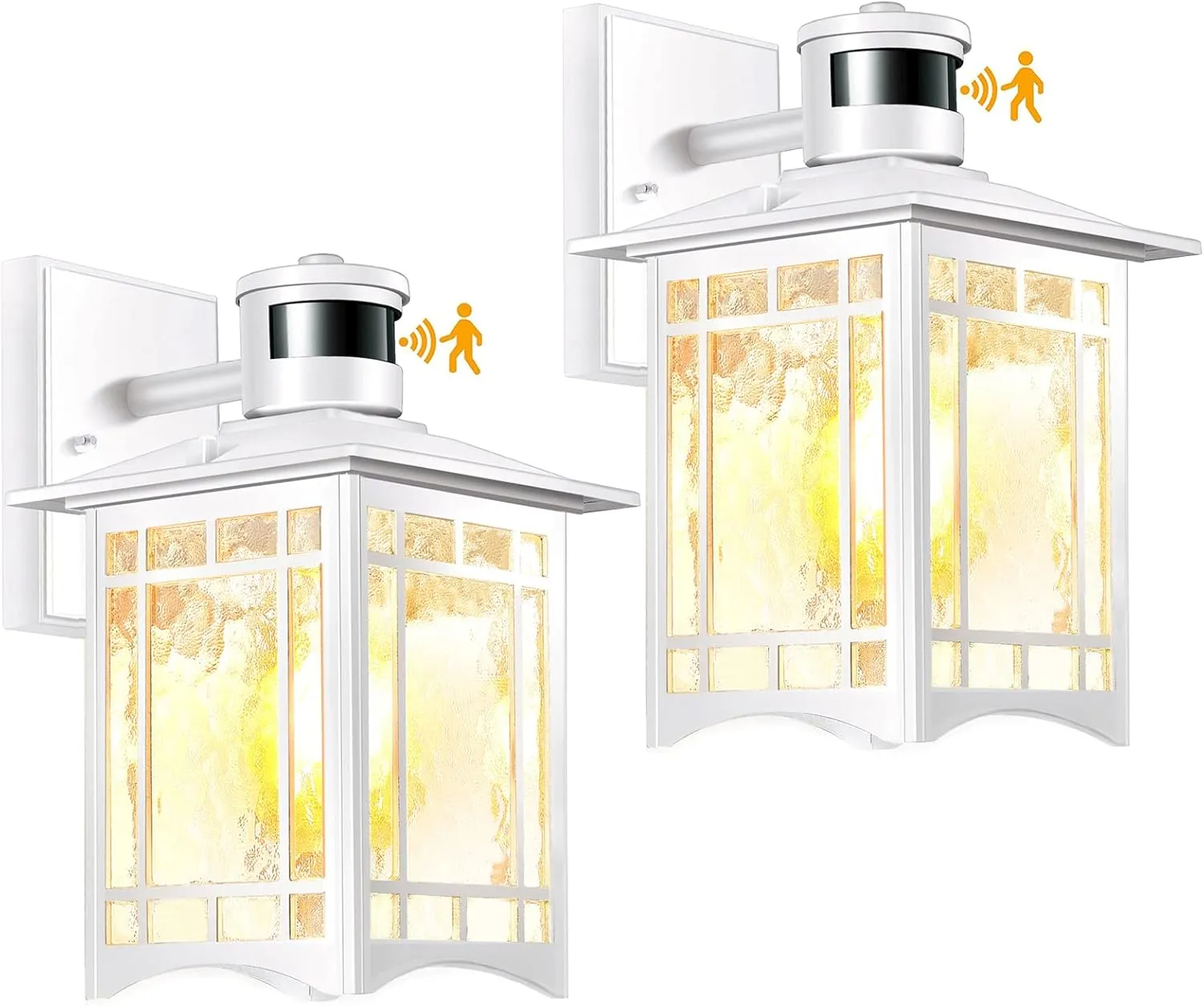 2 Pack White Outdoor Wall Lights with Motion Sensor - Dusk to Dawn Lighting, Modern LED Exterior Light Fixture - Porch Lantern for House Garage - Anti-Rust Outdoor Wall Sconce