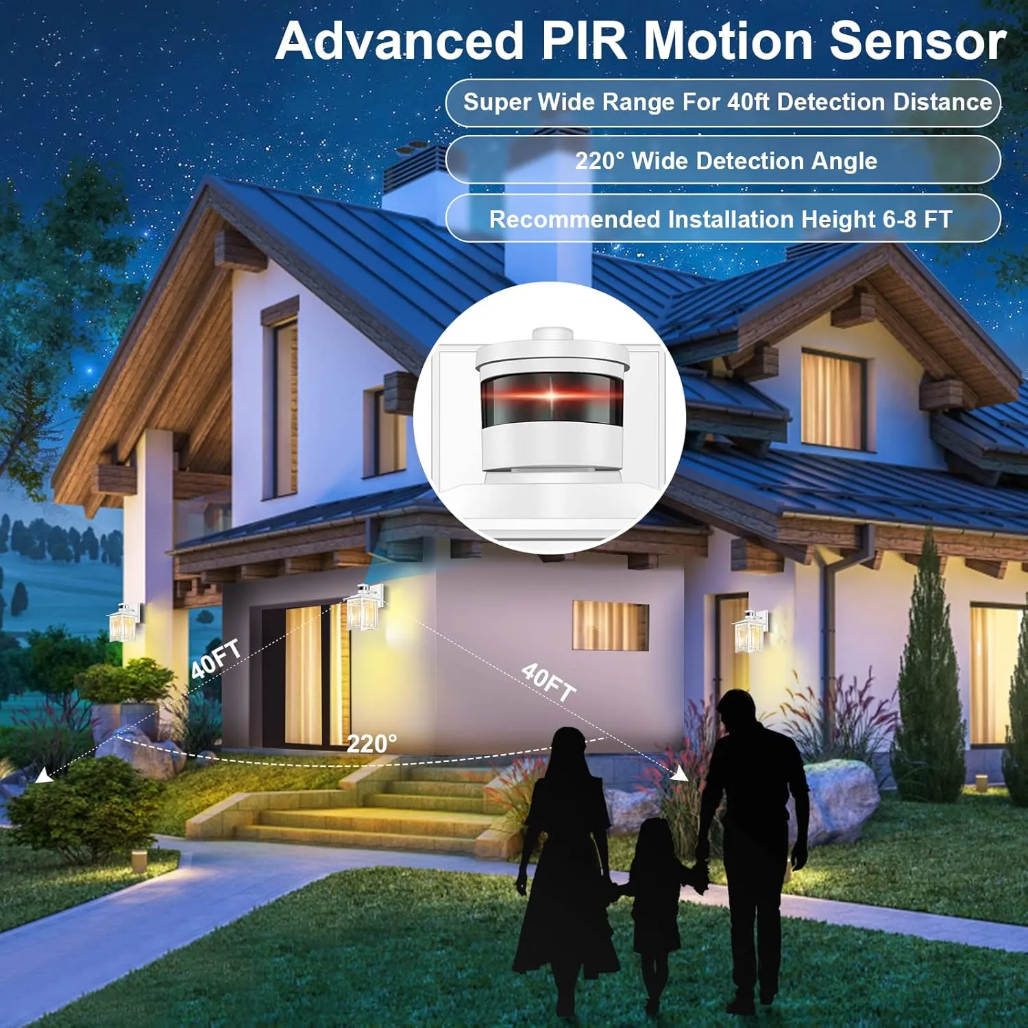 2 Pack White Outdoor Wall Lights with Motion Sensor - Dusk to Dawn Lighting, Modern LED Exterior Light Fixture - Porch Lantern for House Garage - Anti-Rust Outdoor Wall Sconce
