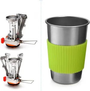 2 Pieces Camping cookware Camping pots Small pots Large pots Non Stick Lightweight pots for Camping, Outdoor Cooking and picnics, Backpacking Orange (Green)