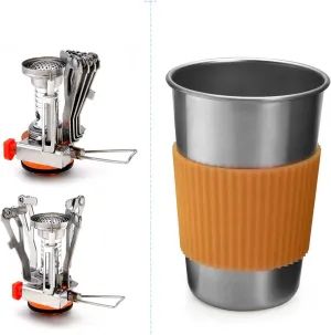 2 Pieces Camping cookware Camping pots Small pots Large pots Non Stick Lightweight pots for Camping, Outdoor Cooking and picnics, Backpacking Orange (Orange)