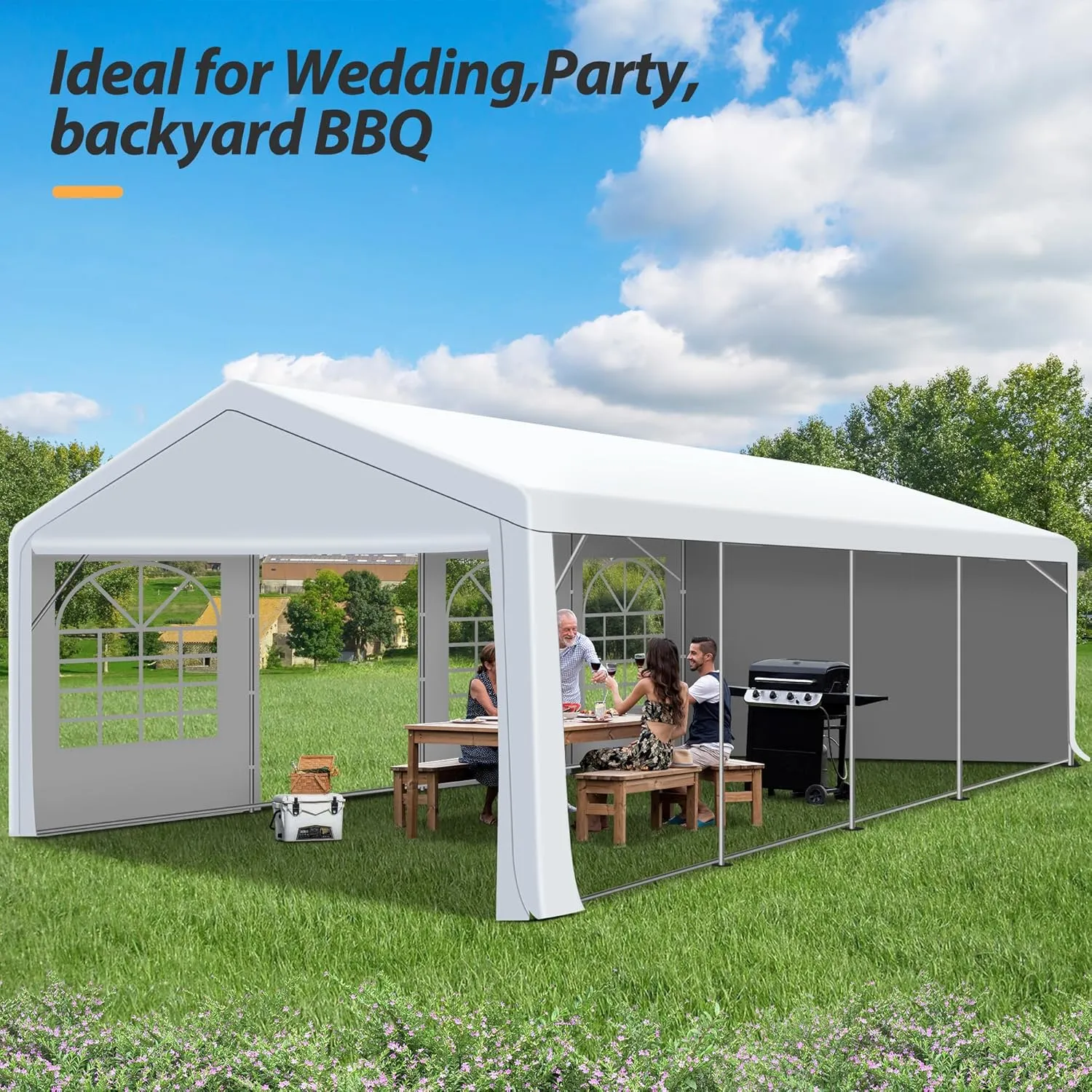 20' x 30' Heavy Duty Party Tent, Outdoor Large Wedding Tent with Removable Sidewalls, Event Canopy Shelter for Birthday Party, Outdoor Event