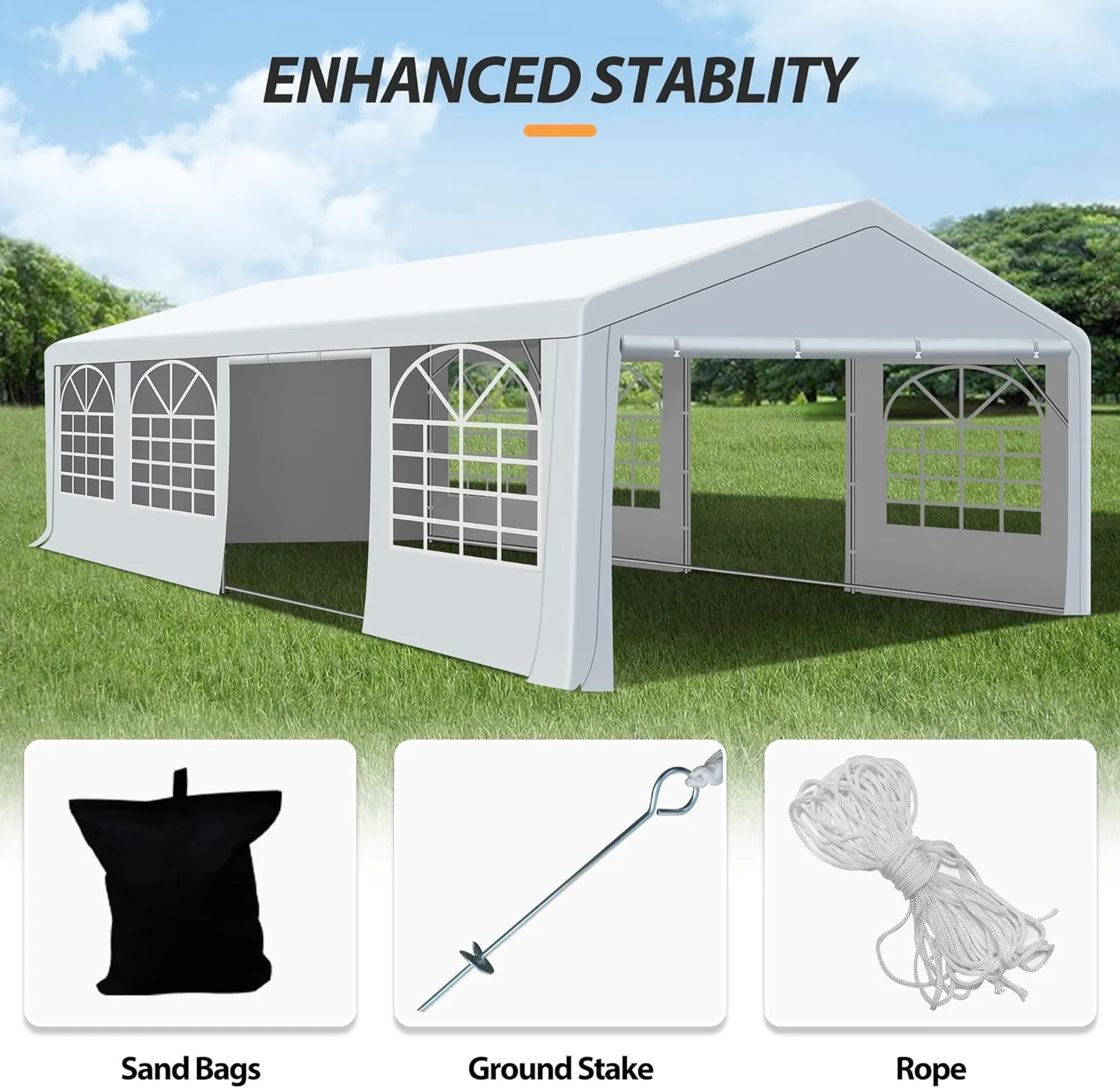 20' x 30' Heavy Duty Party Tent, Outdoor Large Wedding Tent with Removable Sidewalls, Event Canopy Shelter for Birthday Party, Outdoor Event