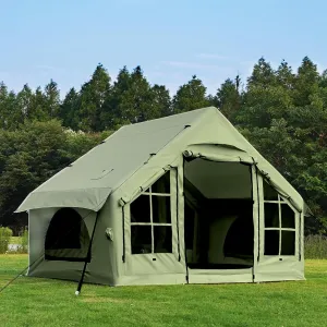 2025 Upgraded 100% Waterproof Inflatable Camping Tent, Large Blow-Up Air Tent, No Assembly Needed Luxury Glamping House, Oxford Fabric