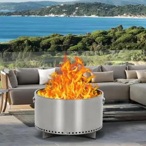 20.5" Portable Stainless Steel Smokeless Fire Pit with Air Control, Smokeless Fire Pit with Removable Ash Pan & Handle,360° Even Heat Firepit,for Outdoor Camping, Patio, Backyard Gatherings