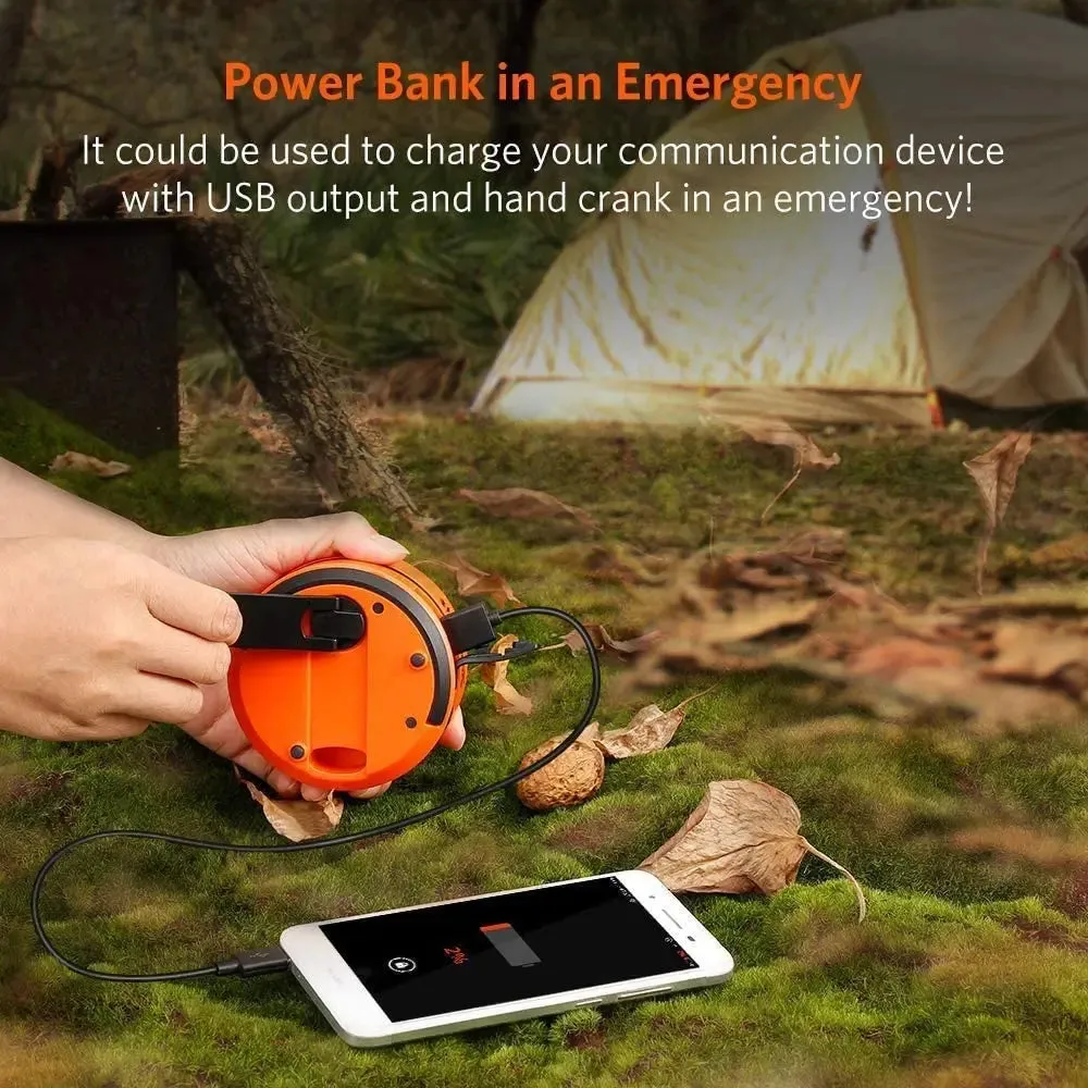 2/4 Foldable, Hand Crank Solar Camping Lantern Set w/Power Bank Function